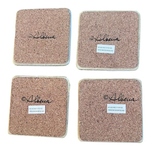 Set Of 4 Allurea Birdcage Themed Stone Coasters With Cork Backing 3.5" X 3.5" - Picture 5 of 5